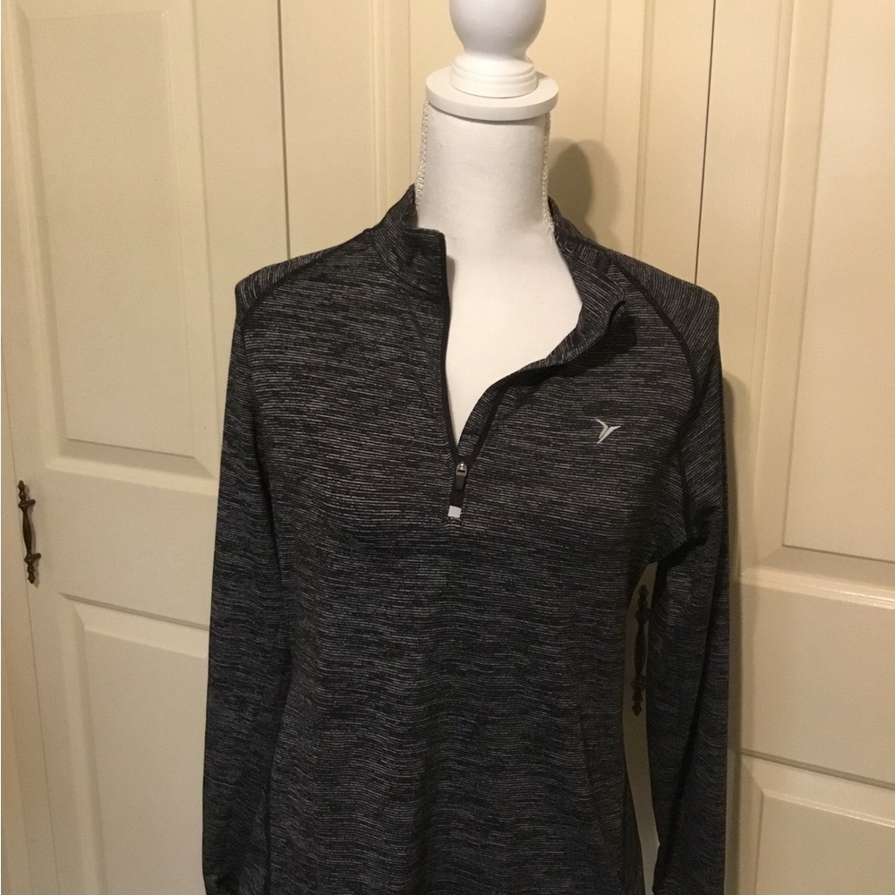 OLD NAVY ACTIVE 1/4 ZIP PULLOVER BLACK/GRAY SIZE LARGE